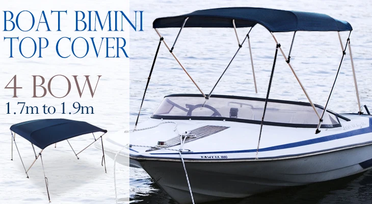 4 Bow Navy Blue Boat Bimini Top 1.7m to 1.9m