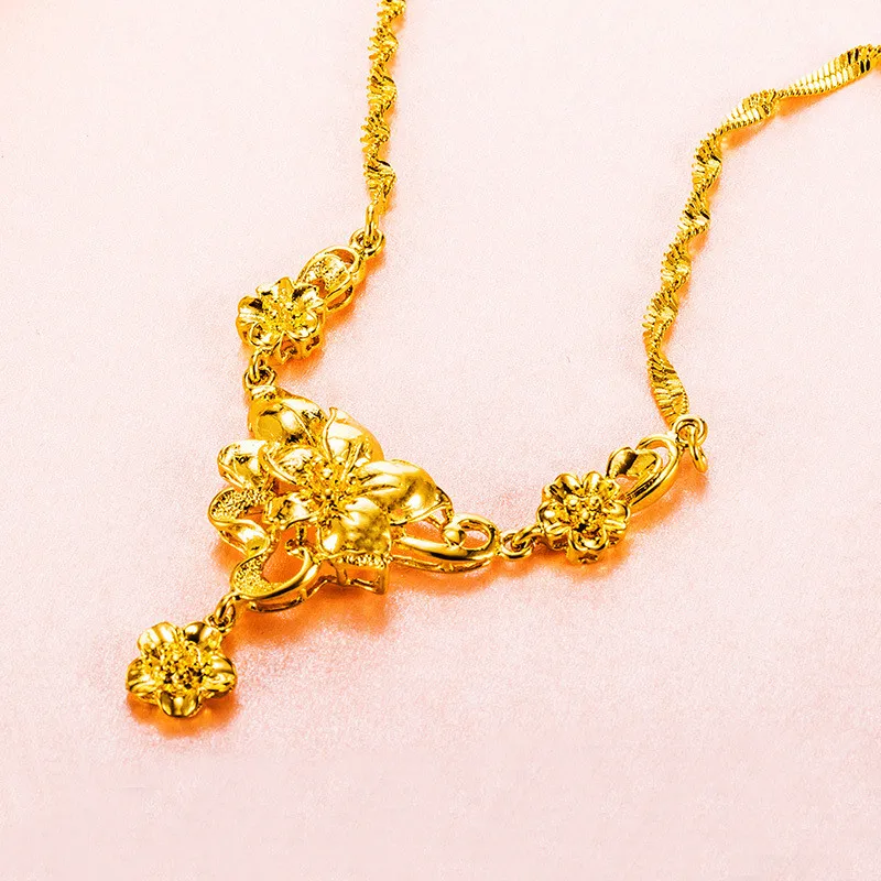 DAICY Fashion women flower 24k copper 40 grams gold necklace designs