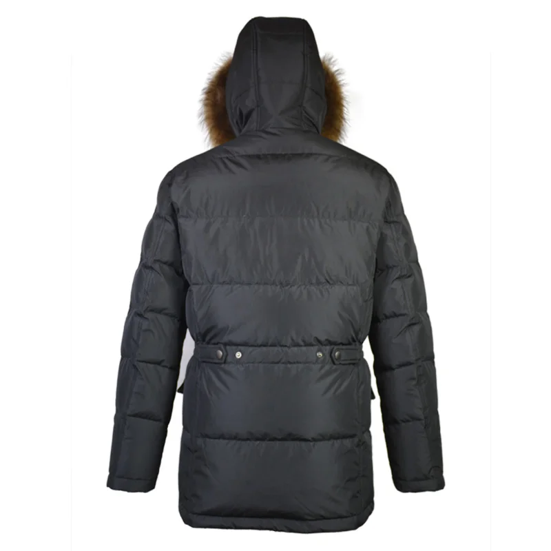 
Mens Winter Casual Duck Down Jacket With Naturel Raccoon Fur Hood 