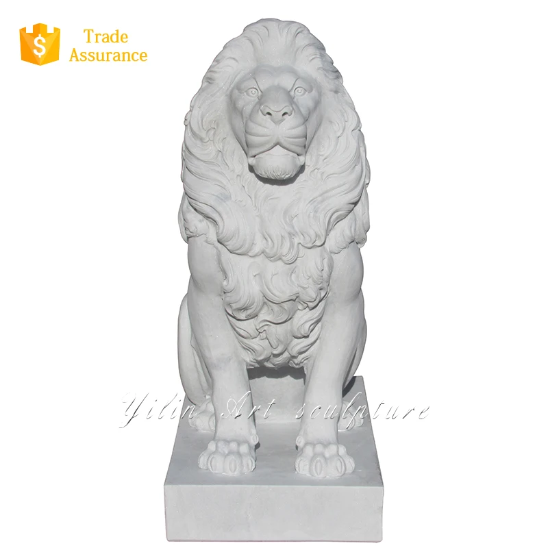 White Marble Sitting Lion Statues For Sale (YL-D315)