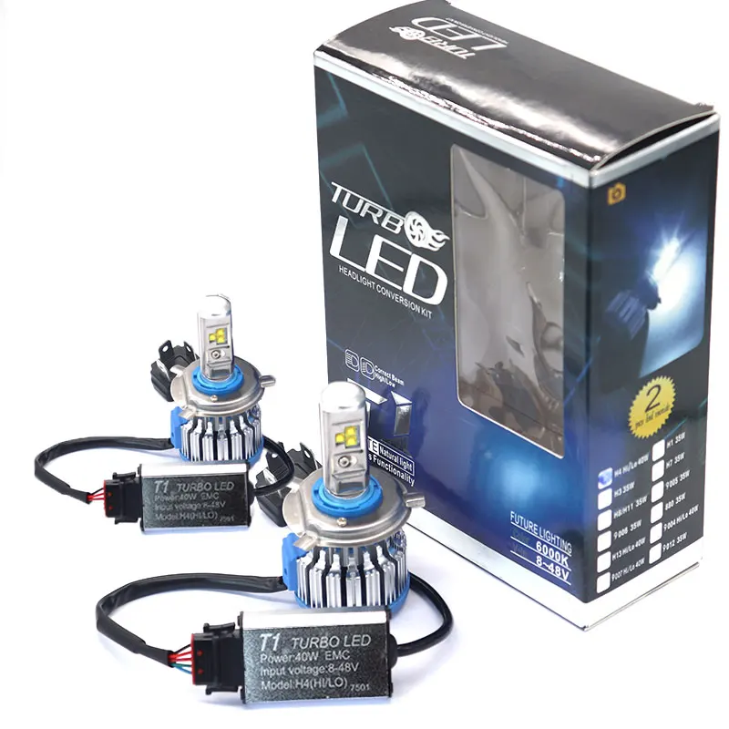 T1 Turbo Led Car Headlight 80W 8000lm H7 H11 9005 Super Bright Car Headlight Lamp