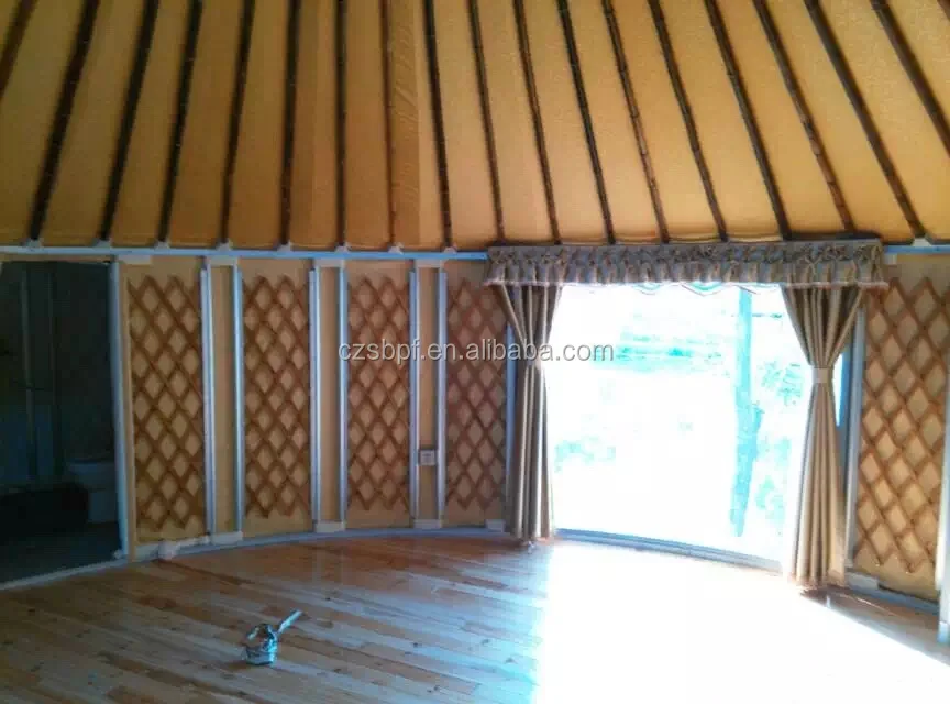 Yurt Tent Mongolian in China Manufacturer PVC Fabric Modern Two Bedrooms & One Living Room Outdoor Travel Hiking Camping 12-50m2