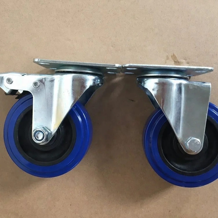 Heavy Duty Industrial Hardware Pu Castor Trolley Square Cup accessories Caster with locking luggage wheel