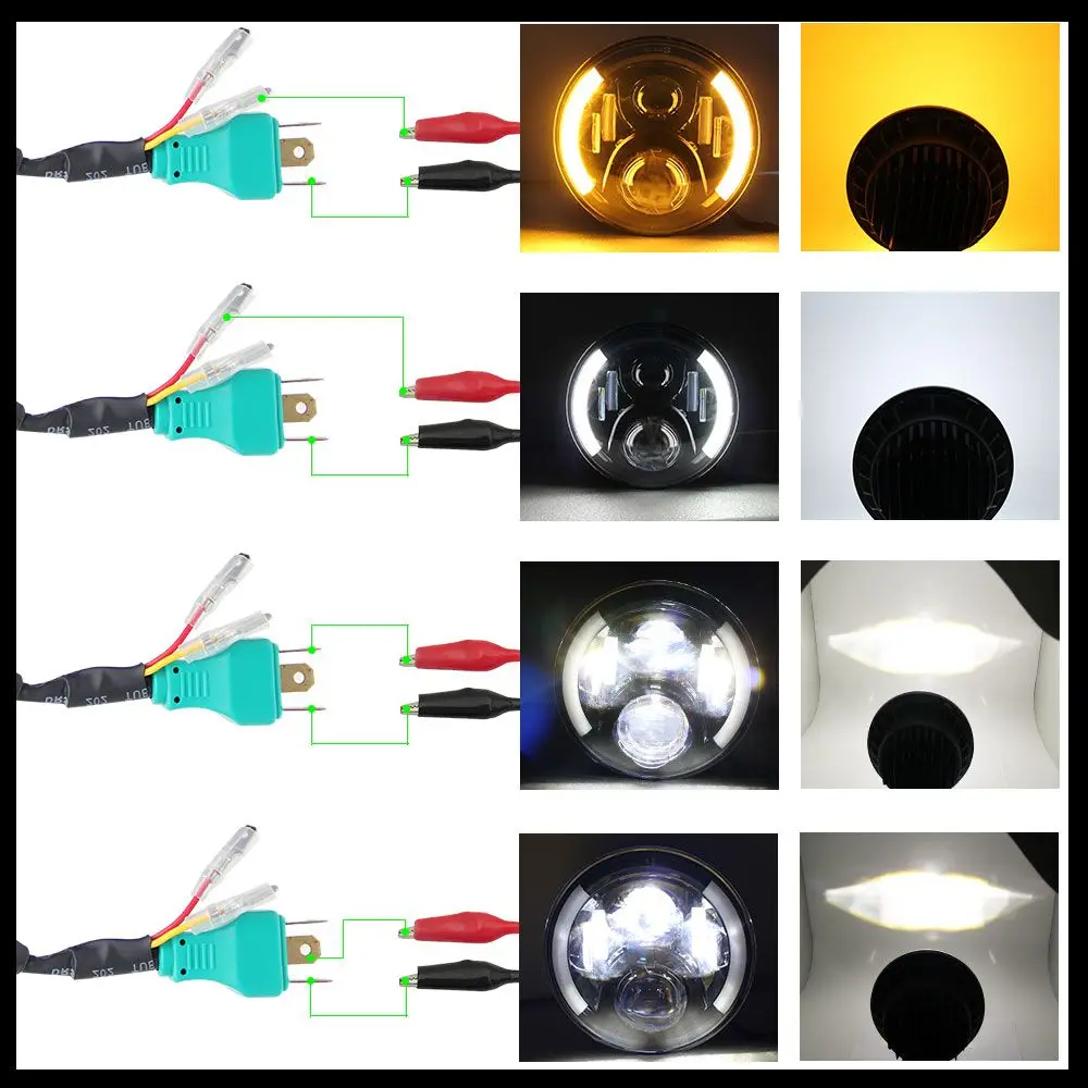 DOT E9 Auto Lighting System Angel Eye Amber 7 inch Round H4 H13 Adaptor Motorcycle JK JL TJ Led Headlight