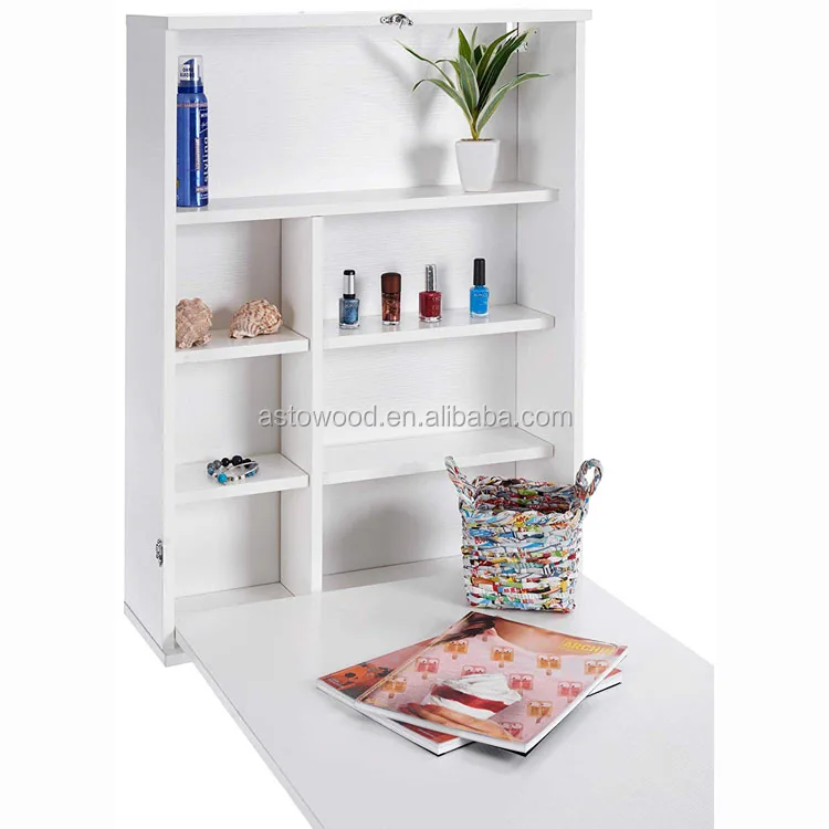 wall mounted foldable computer table desk with shelf for space saving home use