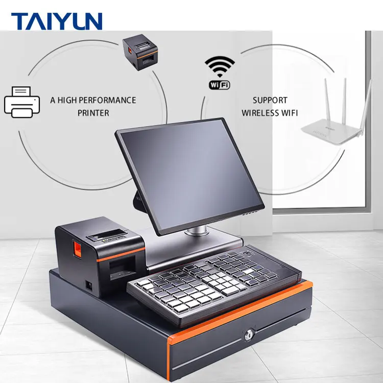 Restaurant use dual screen pos system electronic cash register machine