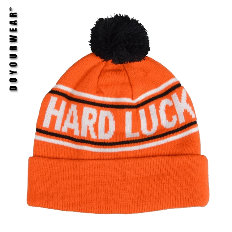 Hot Sale Jacquard Design Winter Beanie Hat With Pom Pom Ball