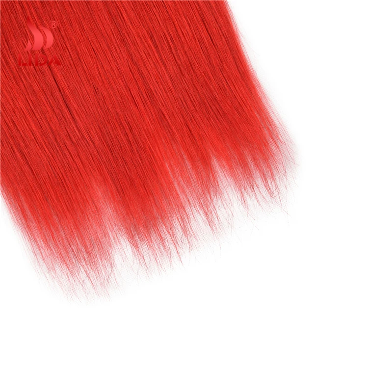 Red color Russian human Hair extensions Raw Original silk straight Natural Weft hair color