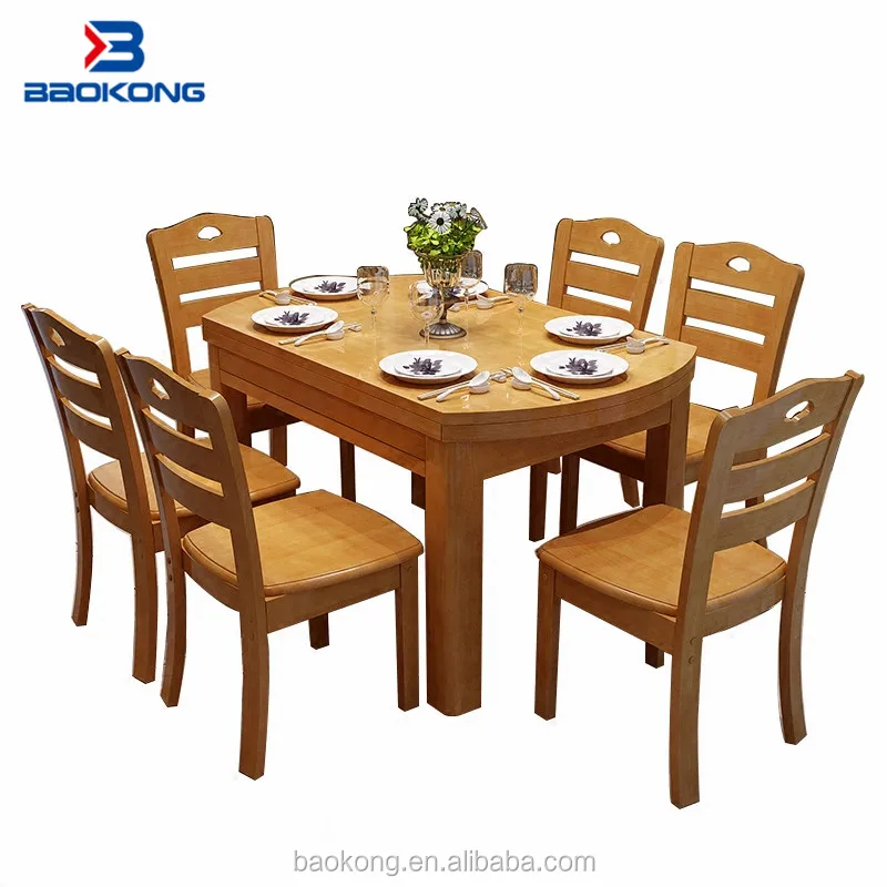 6 To 8 Seat Extendable  Solid Wood  Dining Table Set
