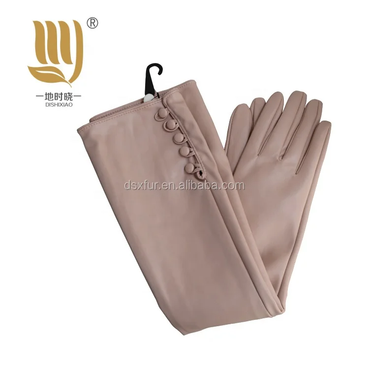 Fashion Long Style Women Sheepskin Leather Glove Long Lady Leather Glove