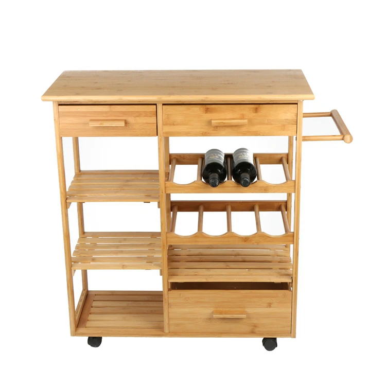 Custom Eco-Friendly Wine Stand Cart Kitchen Trolley