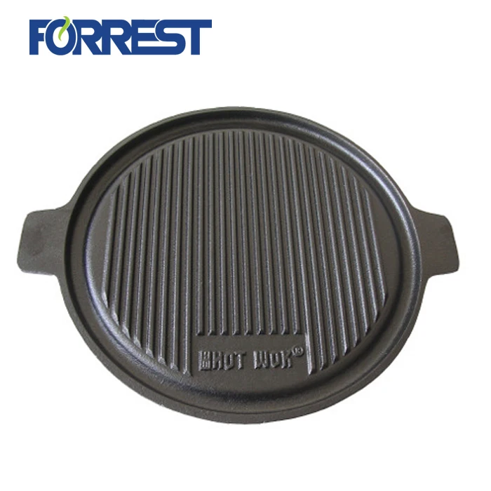 Cast iron cookware charcoal bbq sizzling grill plate /pan