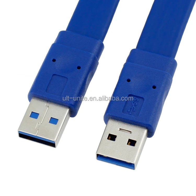 USB3.0 Male Flat Cable Blue OD=2.5*12.1mm L=0.3m