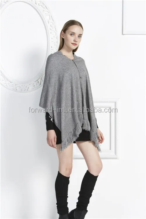 2016-2017 Fashion design wholesale knitted women pure wool cashmere poncho