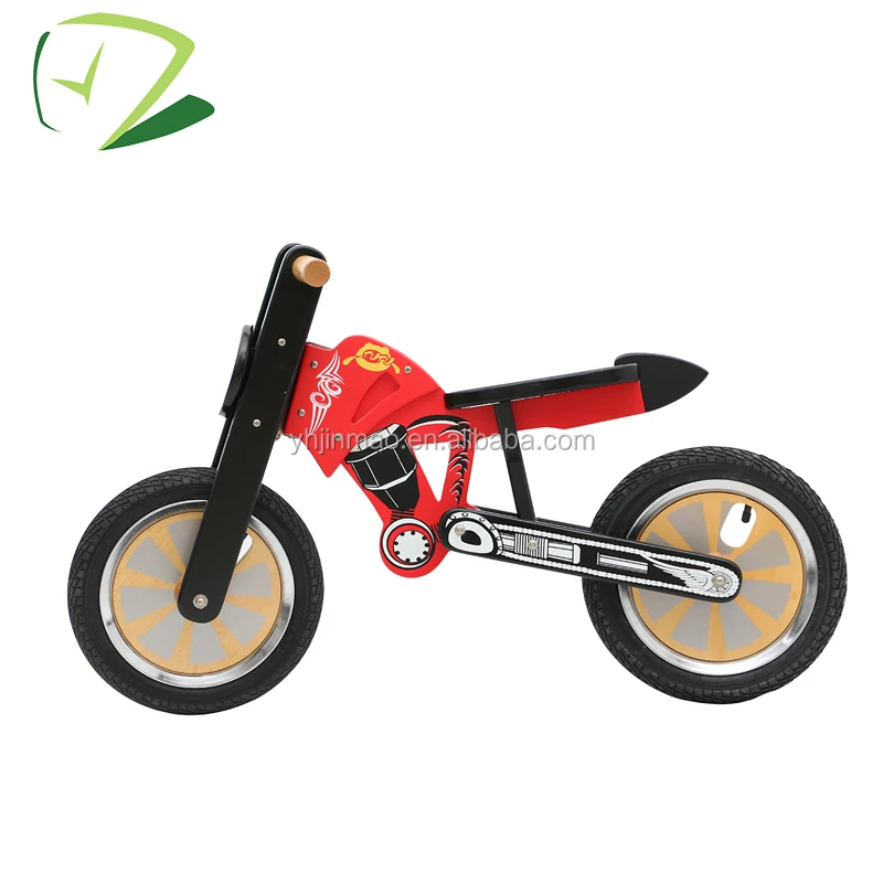 Wooden children red motor bike toy