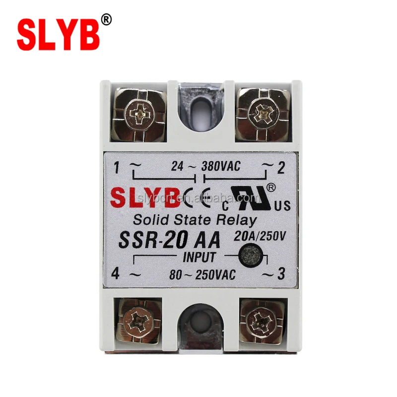 Однофазное твердотельное реле типа Fotek SSR 20AA 80-250VAC вход до 24-380VAC выход от завода Zhejiang
