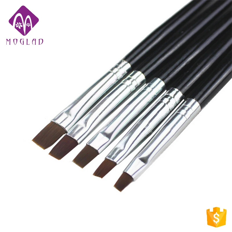 Black Handle 5Pcs/set Different Sizes UV Gel Wide Nail Art Polish Brushes