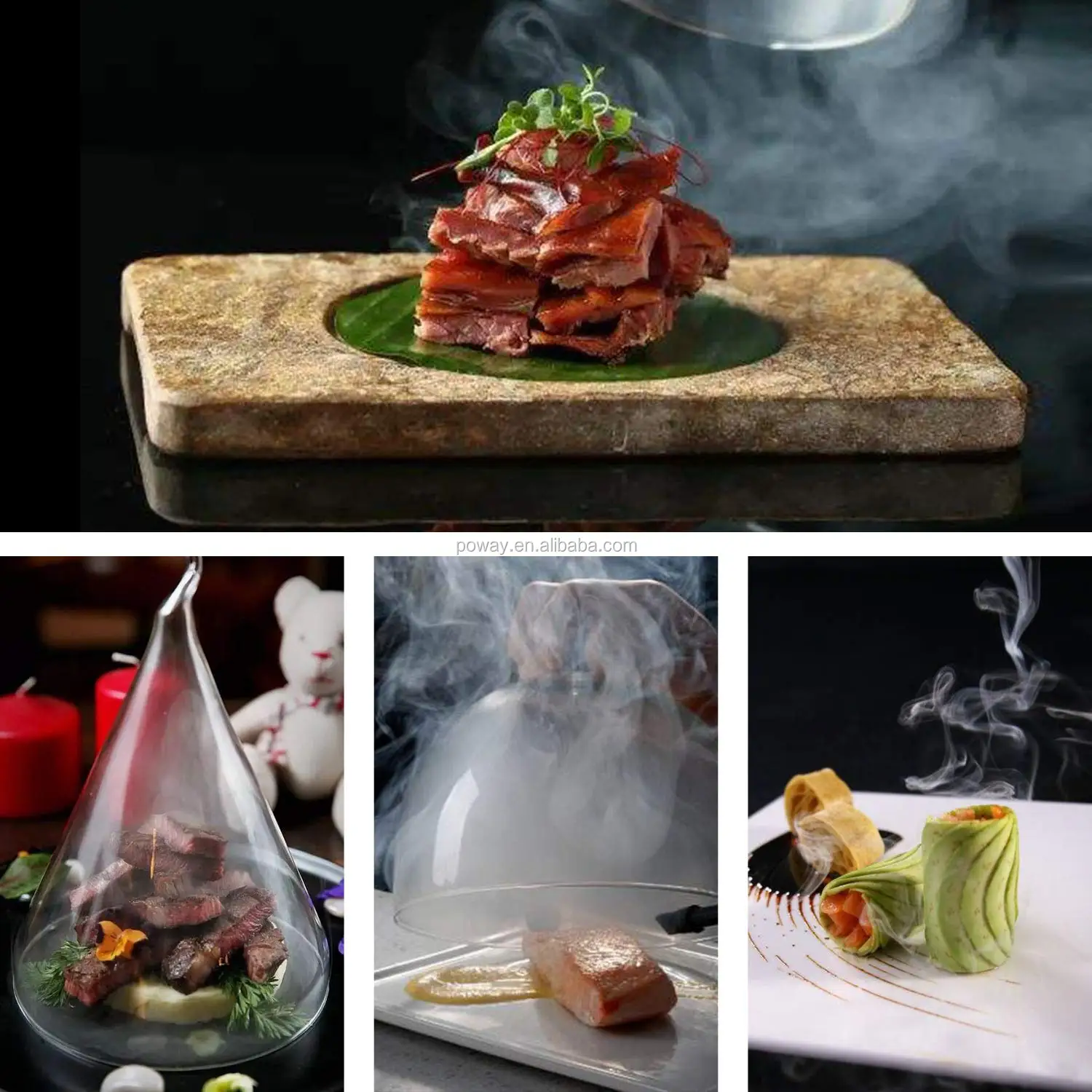 
Poway Mini Smoke Machine Portable 2*AA 3V Battery 1.2W Smoking Gun Food for Home Cooking and Outdoor BBQ (Golden) 