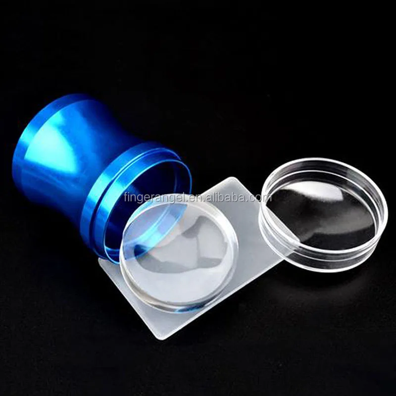 Blue Top Quality Metal Handle XL 4cm Jelly Silicone Stamper  DIY Polish Print Nail Stamp Plate
