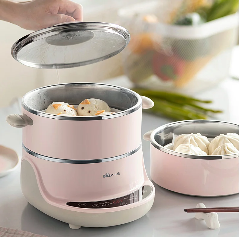 Amazon hot sale Stainless steel 3 layer Round Shape  Non Plastic Food Steamer Electric Food Steamer