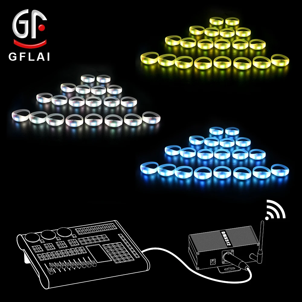 GFLAI мигающий светодиодный браслет с дистанционным управлением, Индивидуальный Светодиодный браслет