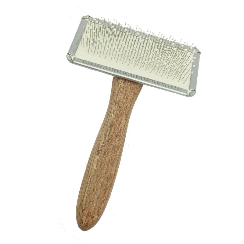 Wooden Handle Pet Grooming Brush with 3 Sizes Combs Stainless Steel and Rubber Products for Dog and Cat Beauty