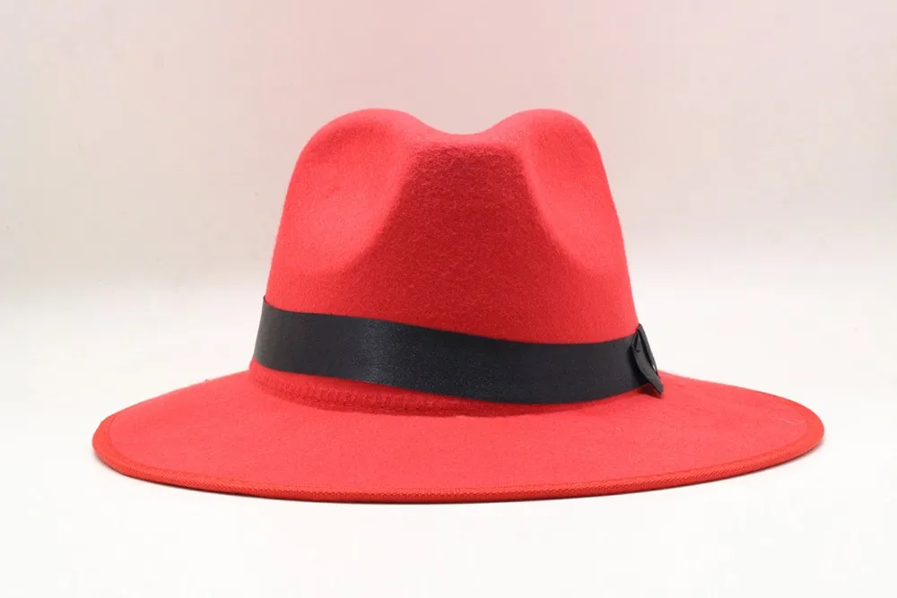 Vintage Women Men Wool Felt Trilby Fedora Hats Gentleman Wide Brim Elegant For Lady Winter Jazz Caps
