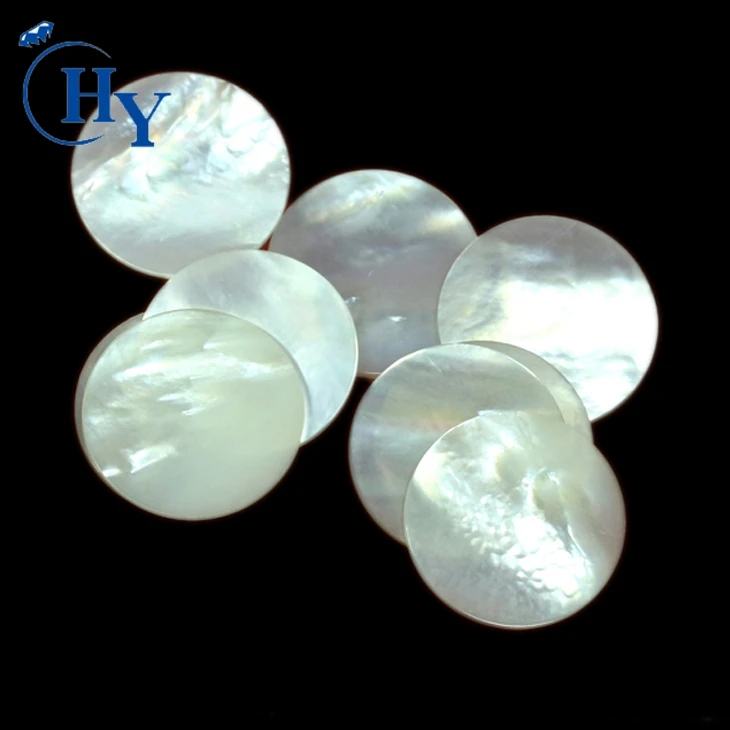 Wholesale round flat cut white mother of pearl discs 20mm