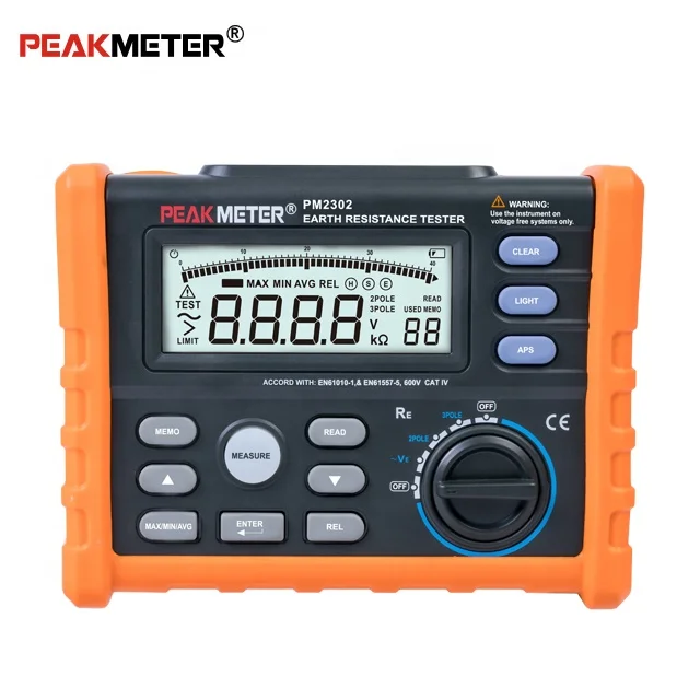 MS2302 Peakmeter высокопроизводительный тестер сопротивления заземления 0 Ом-4000 Ом тестер сопротивления заземления