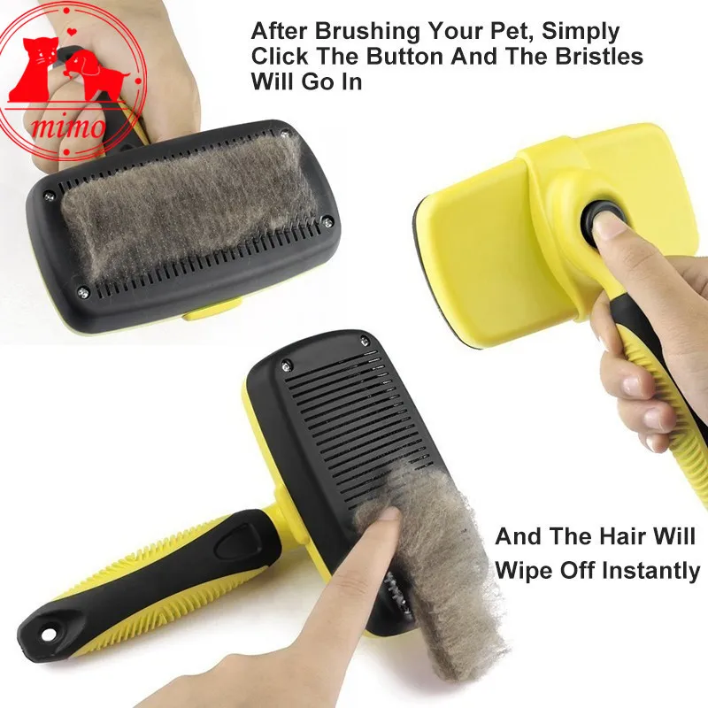Pet Dog Hair Brush  Grooming Deshedding Dematting Comb Tool Comb Dog Self Cleaning Slicker Brush for Small Large