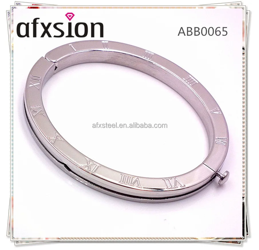 New Roman Numbers cufflink type bangle bracelets 316l stainless steel jewelry silver /gold /rose gold bracelets and bangles