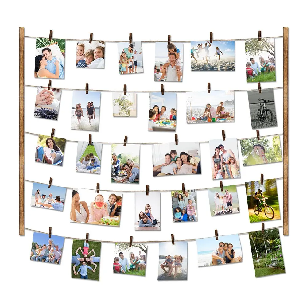 Ajustable Twines Collage Artworks Prints Multi Pictures Organizer and Hanging Display Frames