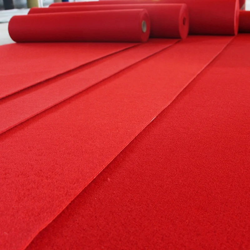 100% polyester needle punched Wedding event red carpet Machine made non-woven plain velour carpet