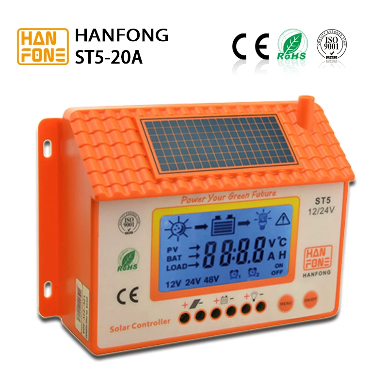 20A automatic switch manual pwm 12 volt 20 amp solar charge controller with blue backlight wind solar hybrid charge controller