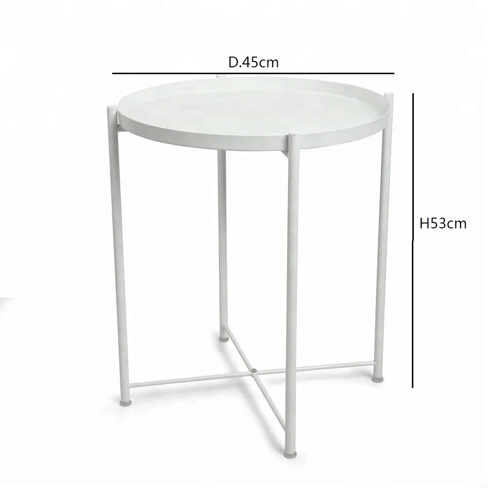 Wrought Iron Small Folding Round Corner Table Side Table