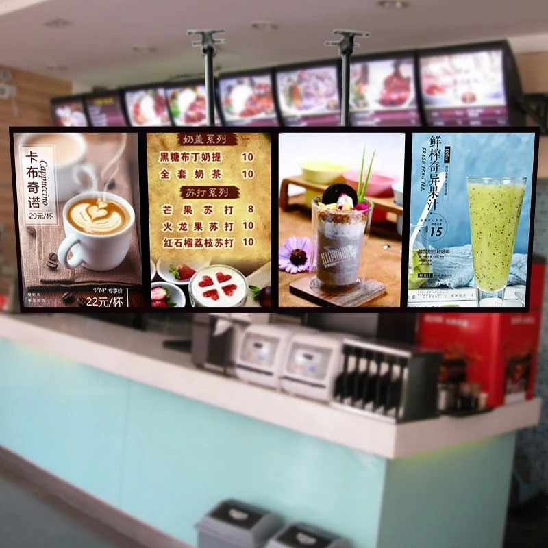 Customized advertising display shop menu board bar hanging Milk Tea LED menu light box