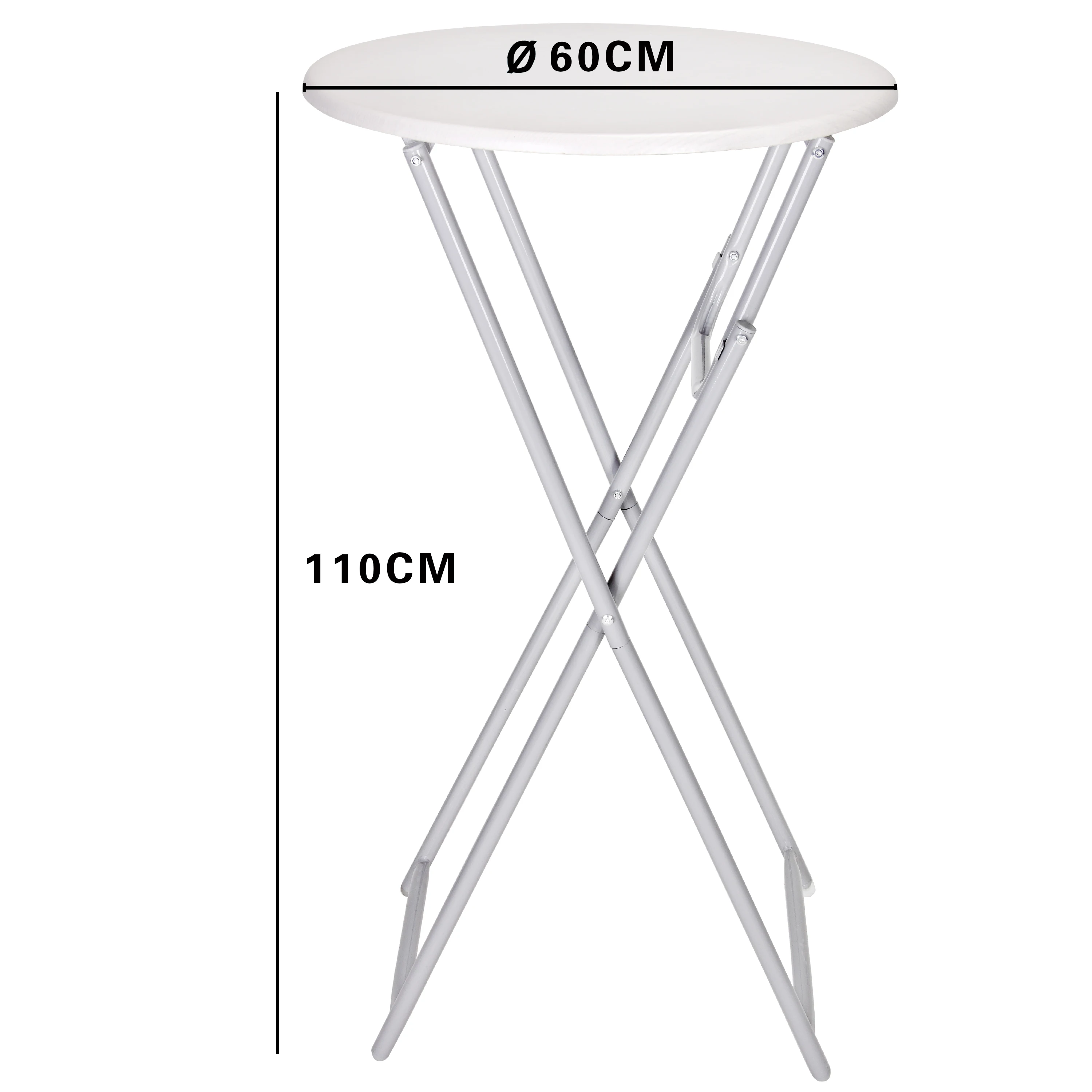 Round White MDF Folding Foldable Bar Cocktail coffee Table 110cm height