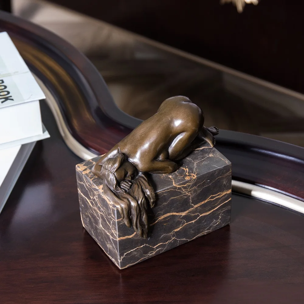
SHTONE Indoor Art TPE-868 Small Sleepy Female Sculpture Nude Women Brass Statue 