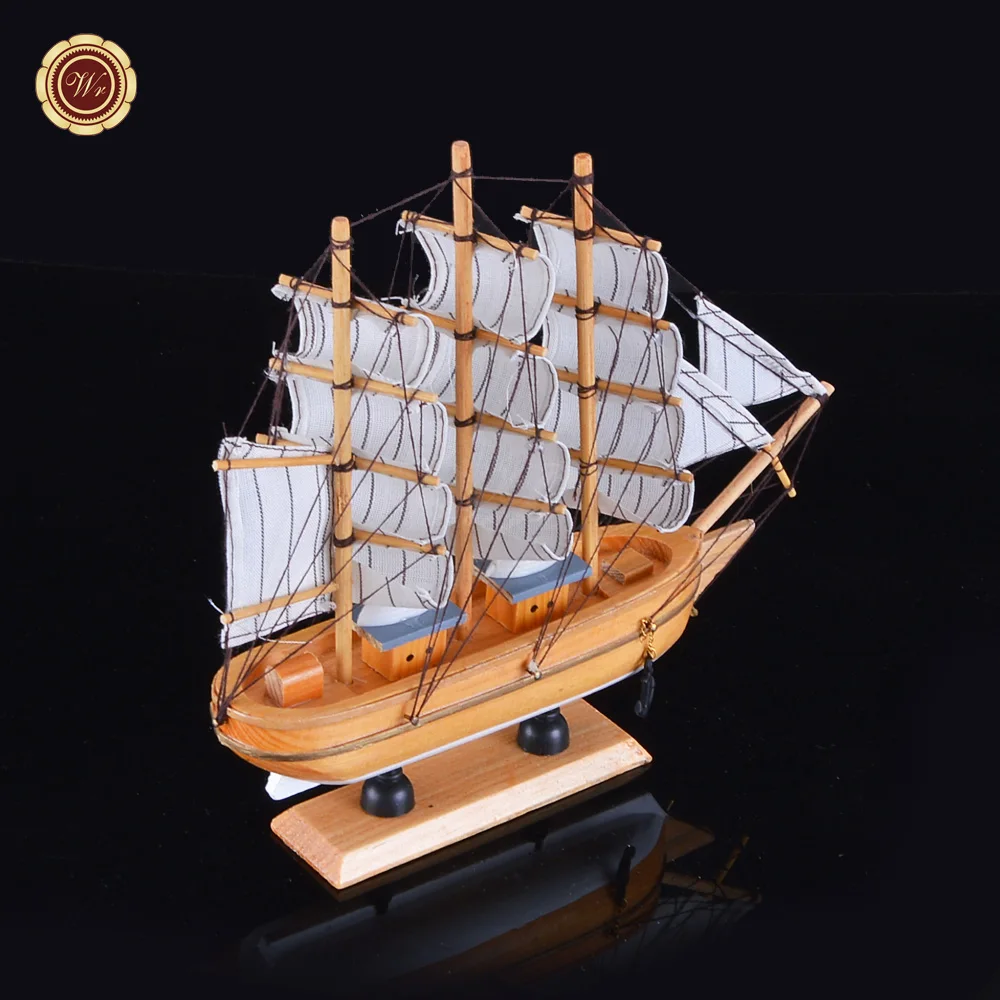 Wr Desktop Accessories Wooden Ship Model Toy Vintage Sailboats Crafts Father Day Gift 24*7*24cm