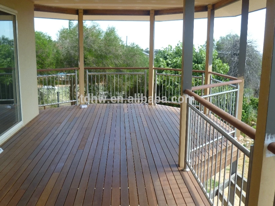 Vertical Stainless Steel Balustrade with Timber Handrails