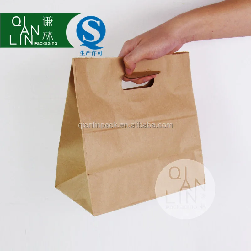 Заводская цена, Коричневый пакет из крафт-бумаги с нижней ручкой для еды на вынос