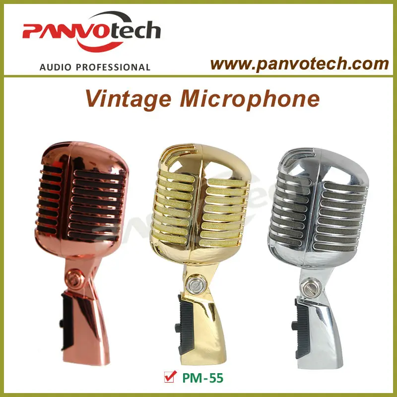 Dynamic vocal microphone PM-55 gold color, made in retro style.