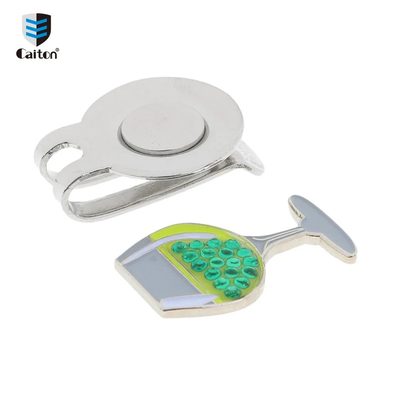 Alibaba best sellers wine glass metal golf ball marker with magnetic hat cap clip accessories