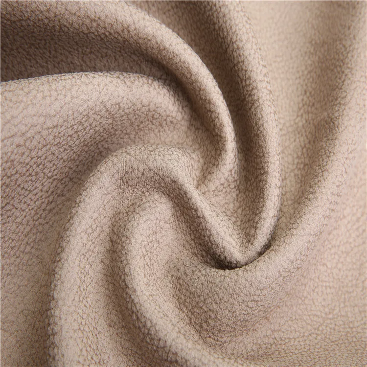 
Suede manufacturers embossed suede sofa fabric backing with polar fleece 