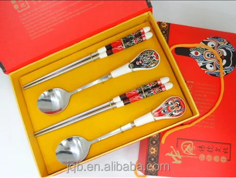 Chinese Style facial painting cutlery set of Spoon & fork