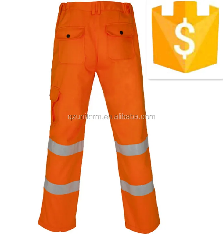 OEM orange 100% Cotton hi vis safety engineer welder cargo work pants for men