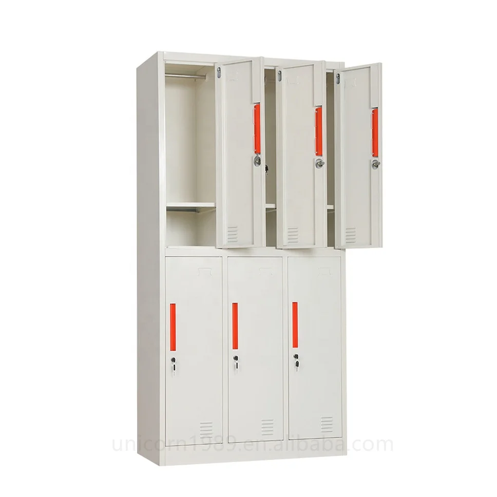 China metal cabinet storage manufactur factory cheap price for sale solid 6 doors factory dressing room staff wardrobe cabinets