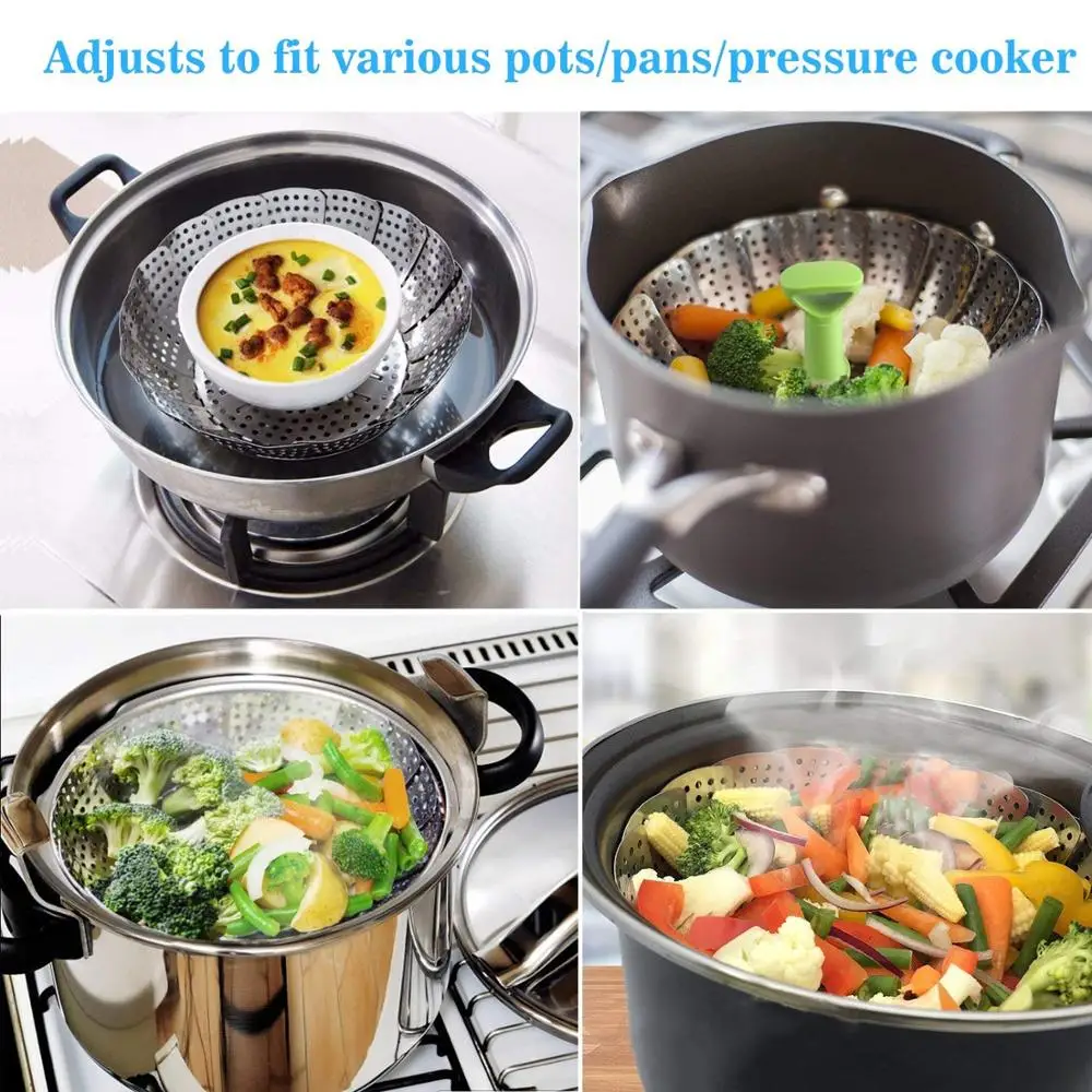 Steamer Basket Stainless Steel Vegetable Steamer Basket Folding Steamer Insert for Veggie Fish Seafood Cooking