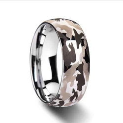 Charming jewelers tungsten band ring for men women comfort fit camouflage domed ring