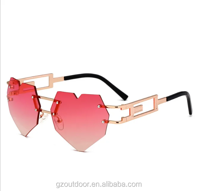 
2018 520 heart shape rimless dropship sunglasses,eyewear usa south africa resin ,drop ball test stock sunshades 